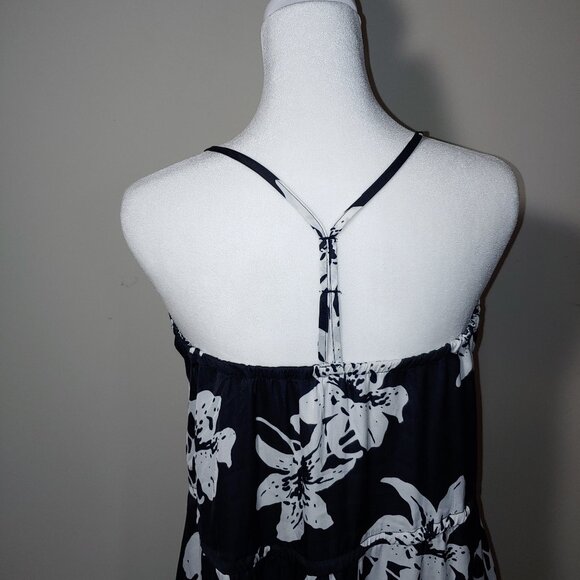 BANANA REPUBLIC Black and White Floral Racerback Midi Dress Size 0P - Picture 5 of 7